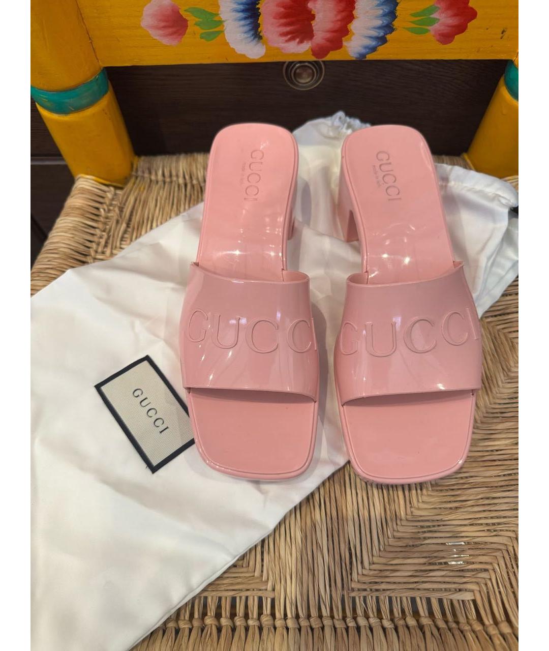 GUCCI Розовые резиновые мюли, фото 2