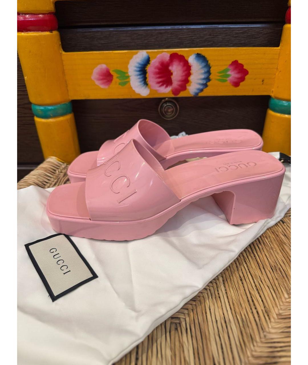 GUCCI Розовые резиновые мюли, фото 8