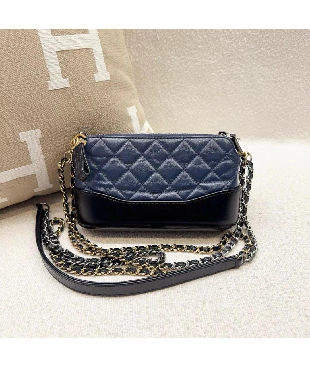 CHANEL Темно-синяя кожаная сумка через плечо, фото 4