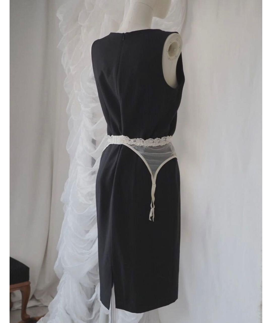 ANN DEMEULEMEESTER Черное хлопковое повседневное платье, фото 4
