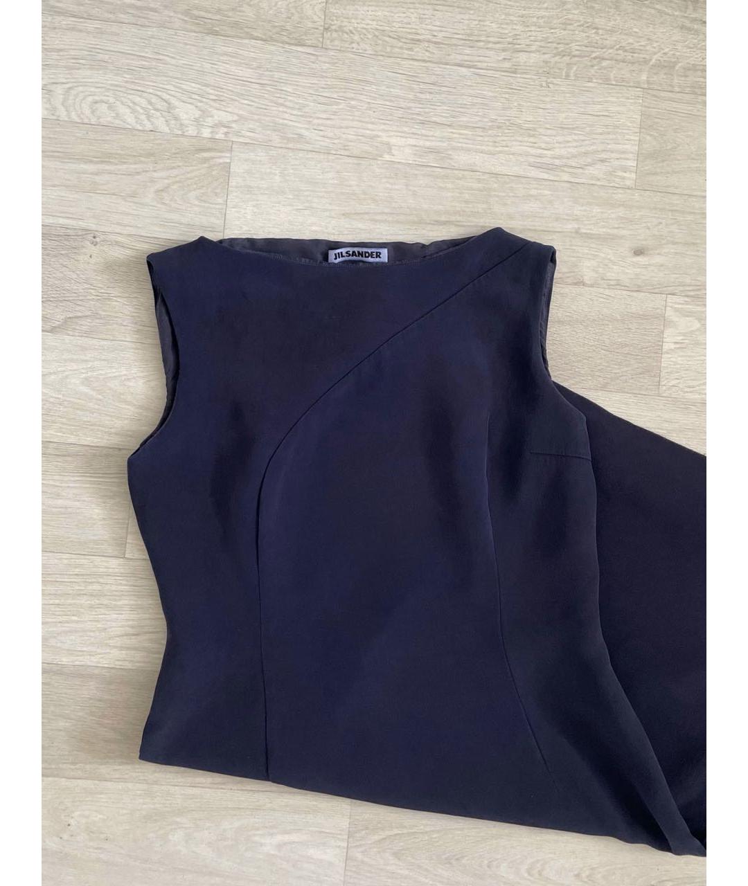 JIL SANDER Темно-синее шелковое повседневное платье, фото 4