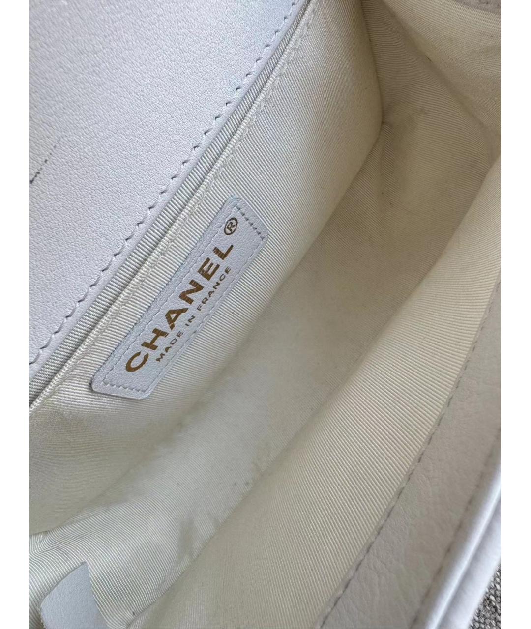 CHANEL Белая кожаная сумка через плечо, фото 4