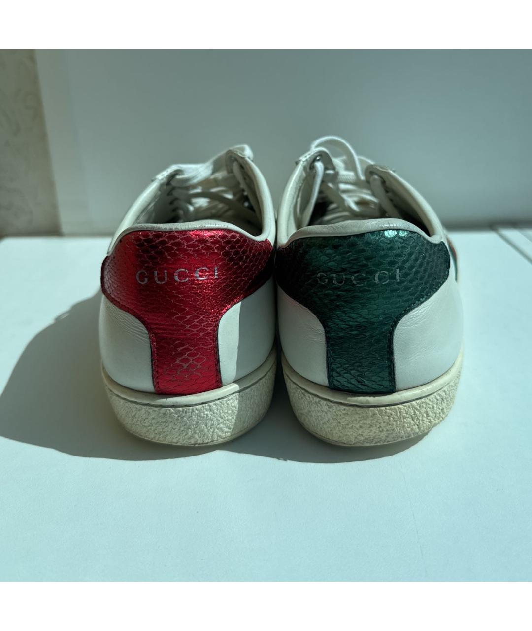 GUCCI Белые кожаные кеды, фото 4