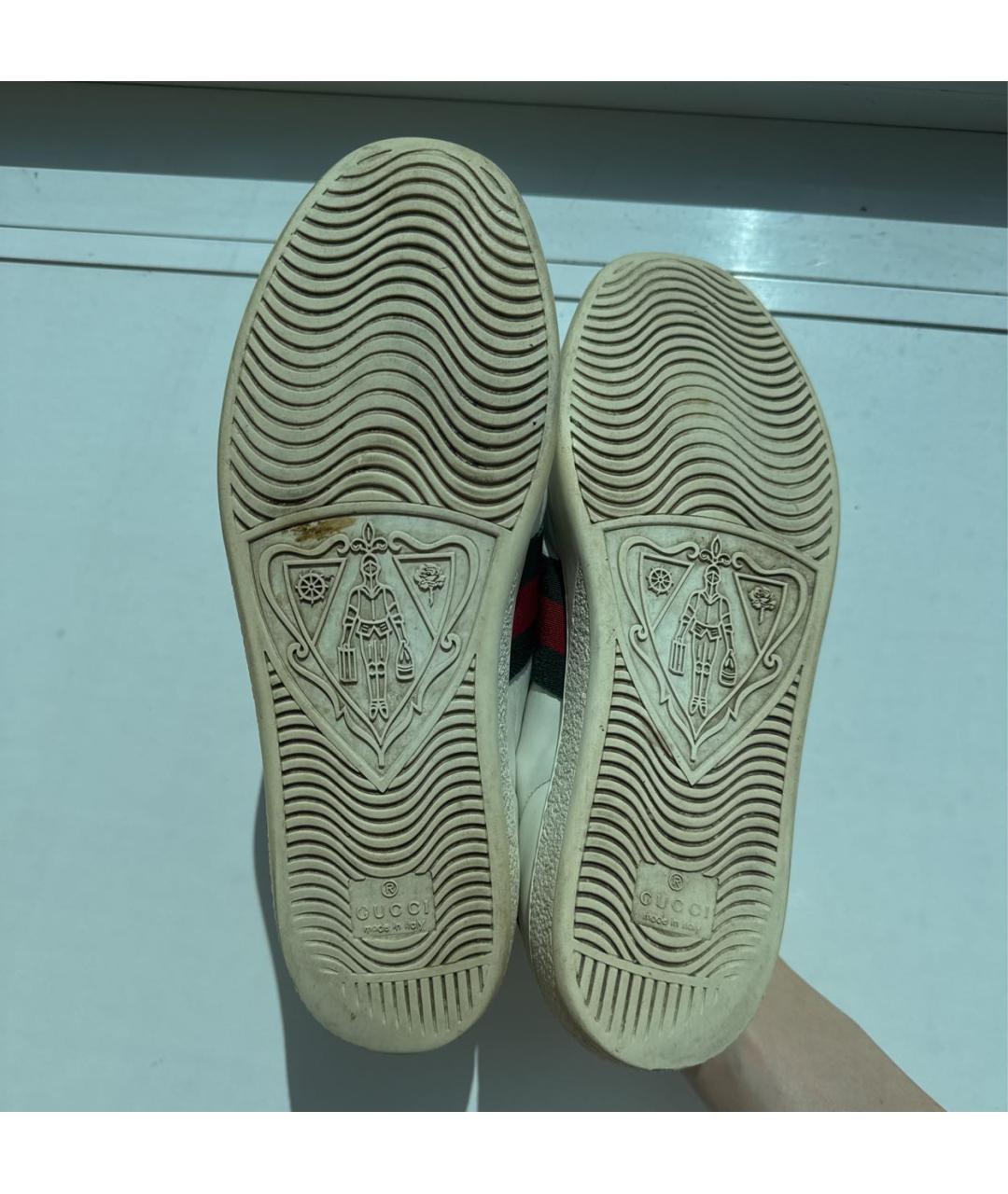 GUCCI Белые кожаные кеды, фото 7