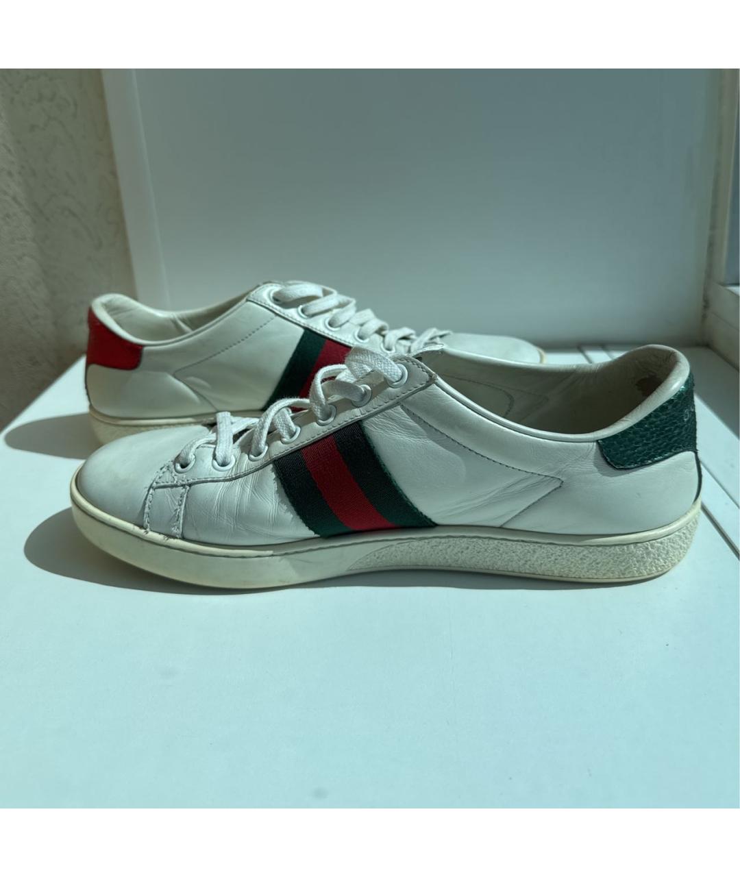 GUCCI Белые кожаные кеды, фото 6