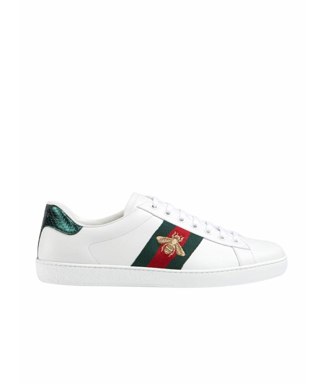 GUCCI Белые кожаные кеды, фото 1