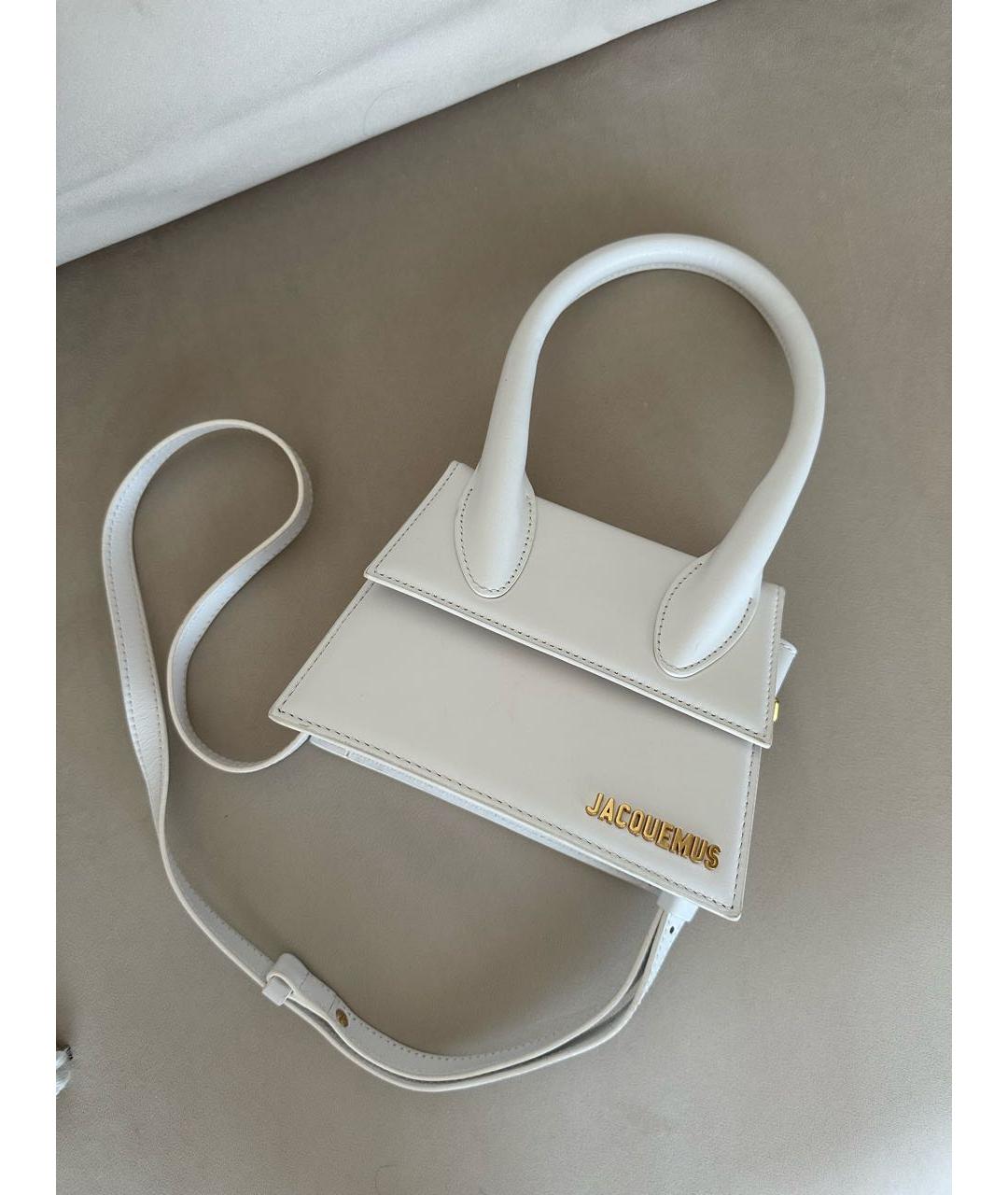 JACQUEMUS Белая кожаная сумка с короткими ручками, фото 6