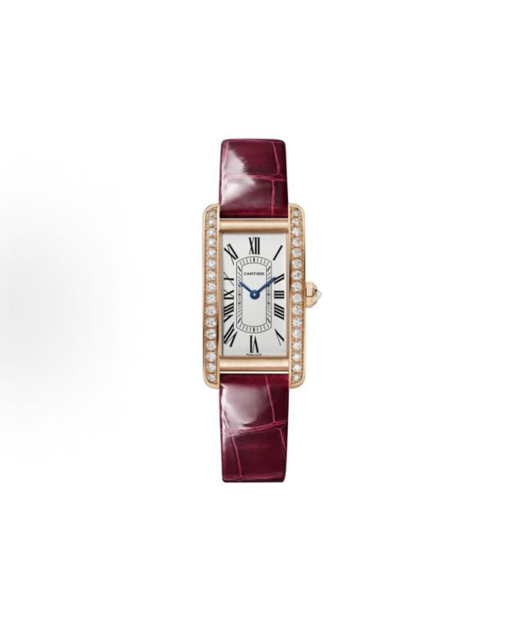 CARTIER Бордовые часы из розового золота, фото 3