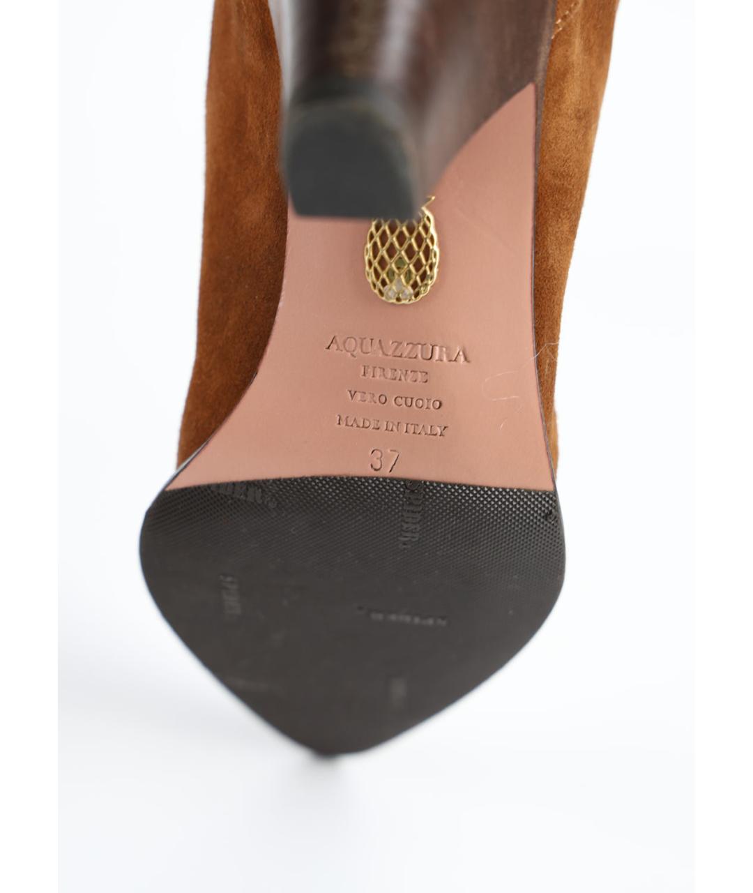 AQUAZZURA Коричневые замшевые ботильоны, фото 5