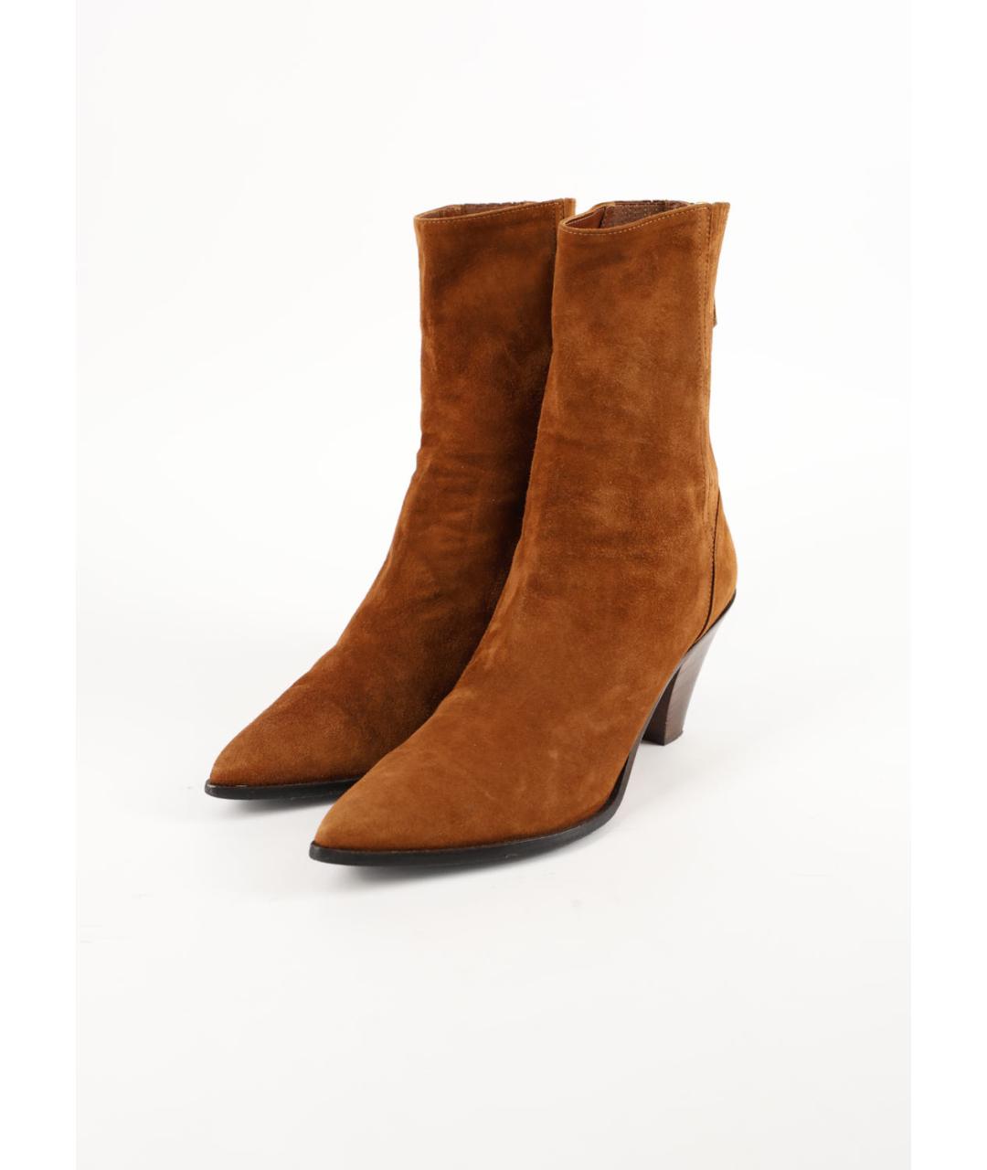AQUAZZURA Коричневые замшевые ботильоны, фото 3
