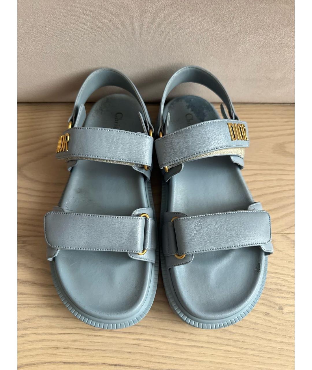 CHRISTIAN DIOR Голубые кожаные сандалии, фото 2