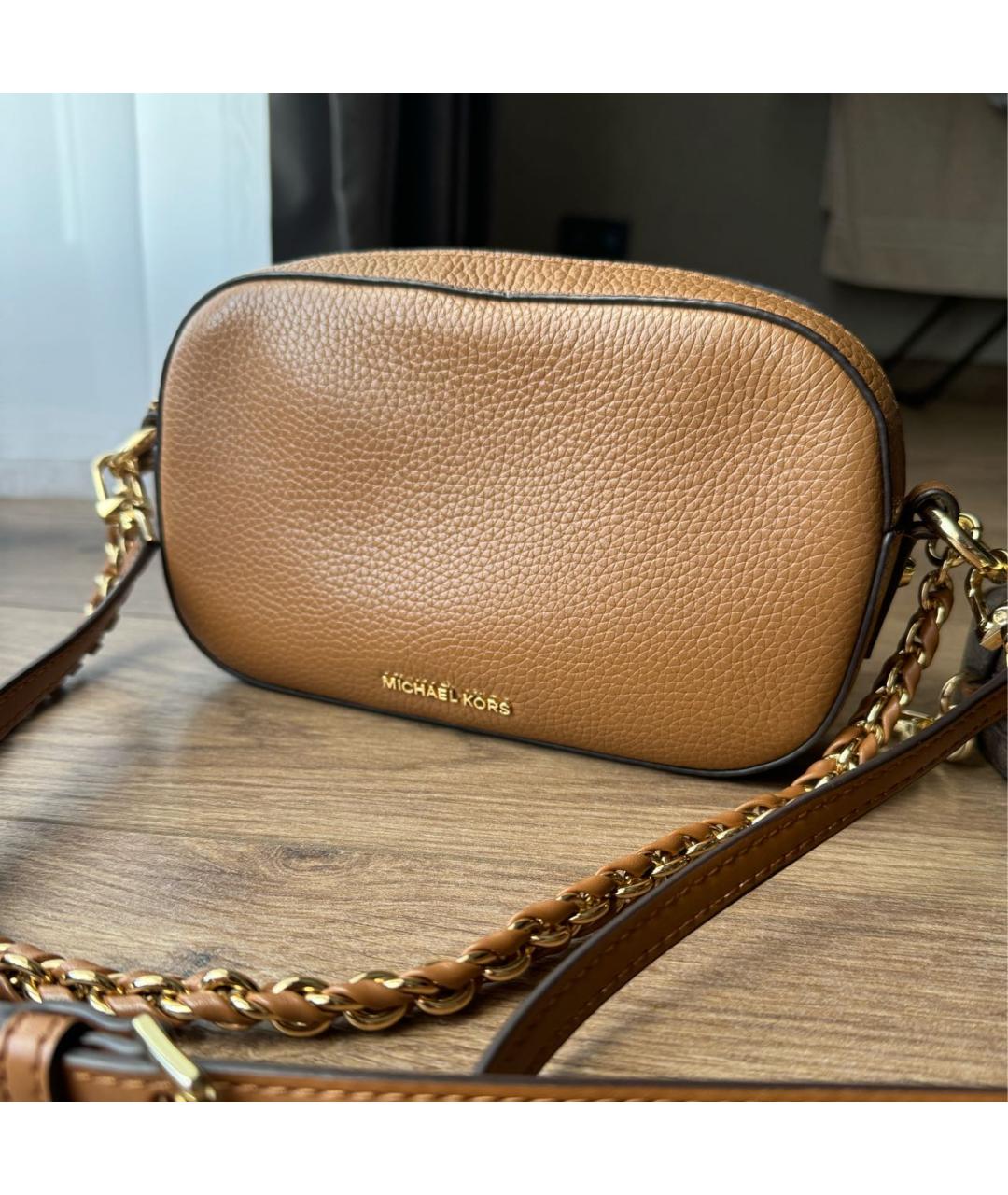 MICHAEL MICHAEL KORS Коричневая кожаная сумка через плечо, фото 6