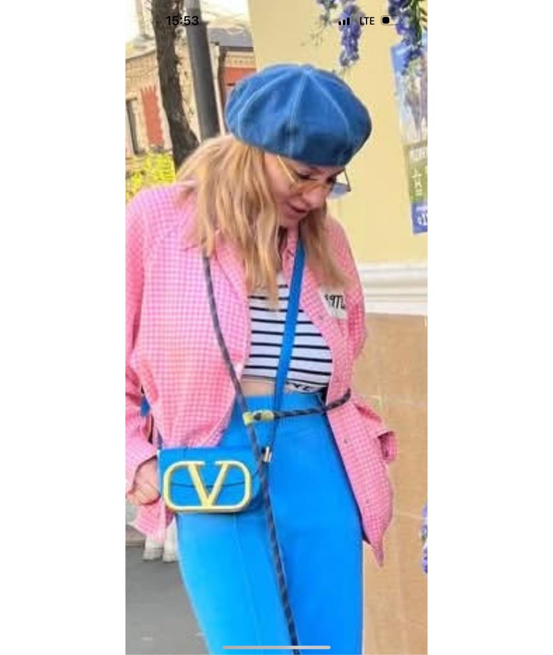 VALENTINO Голубая кожаная сумка через плечо, фото 4