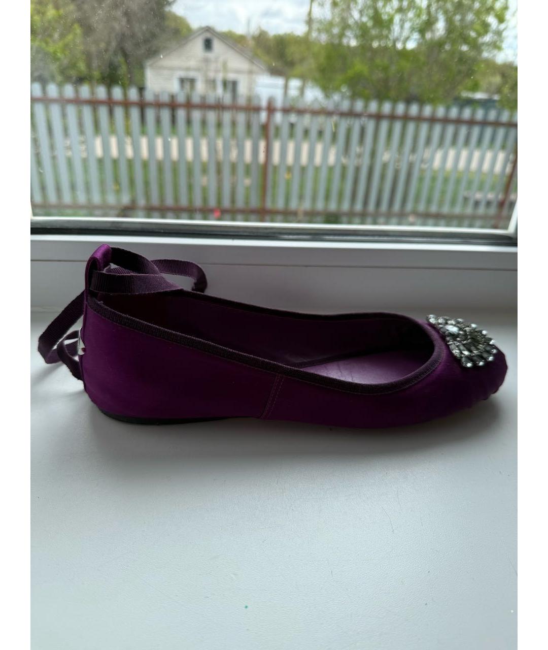 JIMMY CHOO Фиолетовые текстильные балетки, фото 5