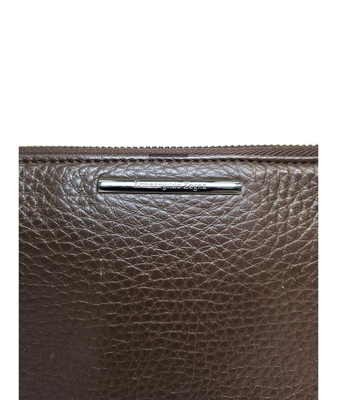 ERMENEGILDO ZEGNA Коричневый кожаный кошелек, фото 8