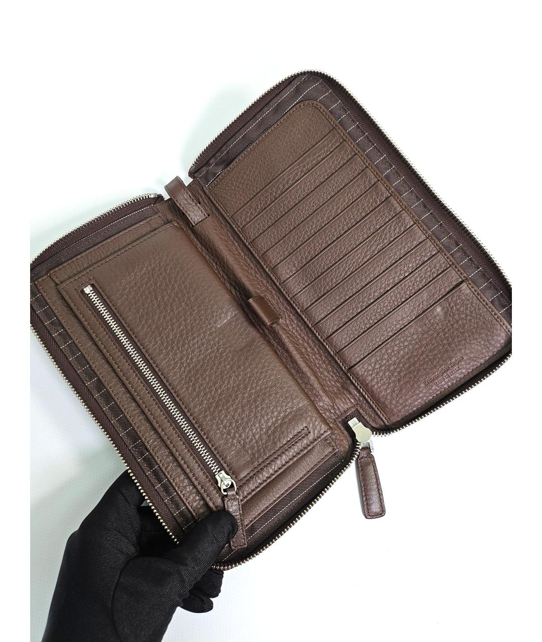 ERMENEGILDO ZEGNA Коричневый кожаный кошелек, фото 5