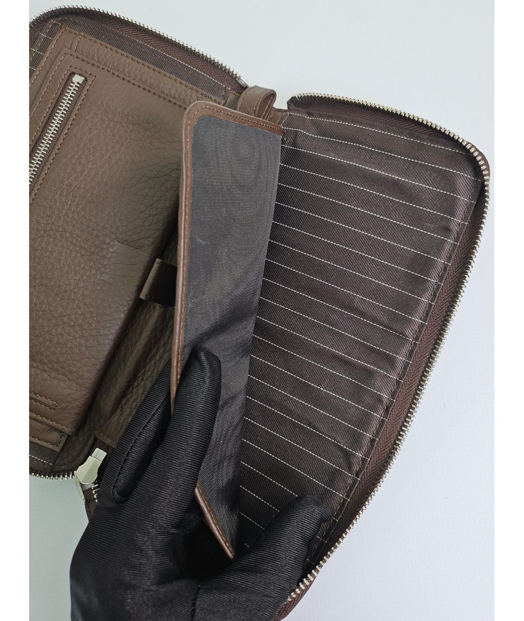 ERMENEGILDO ZEGNA Коричневый кожаный кошелек, фото 6