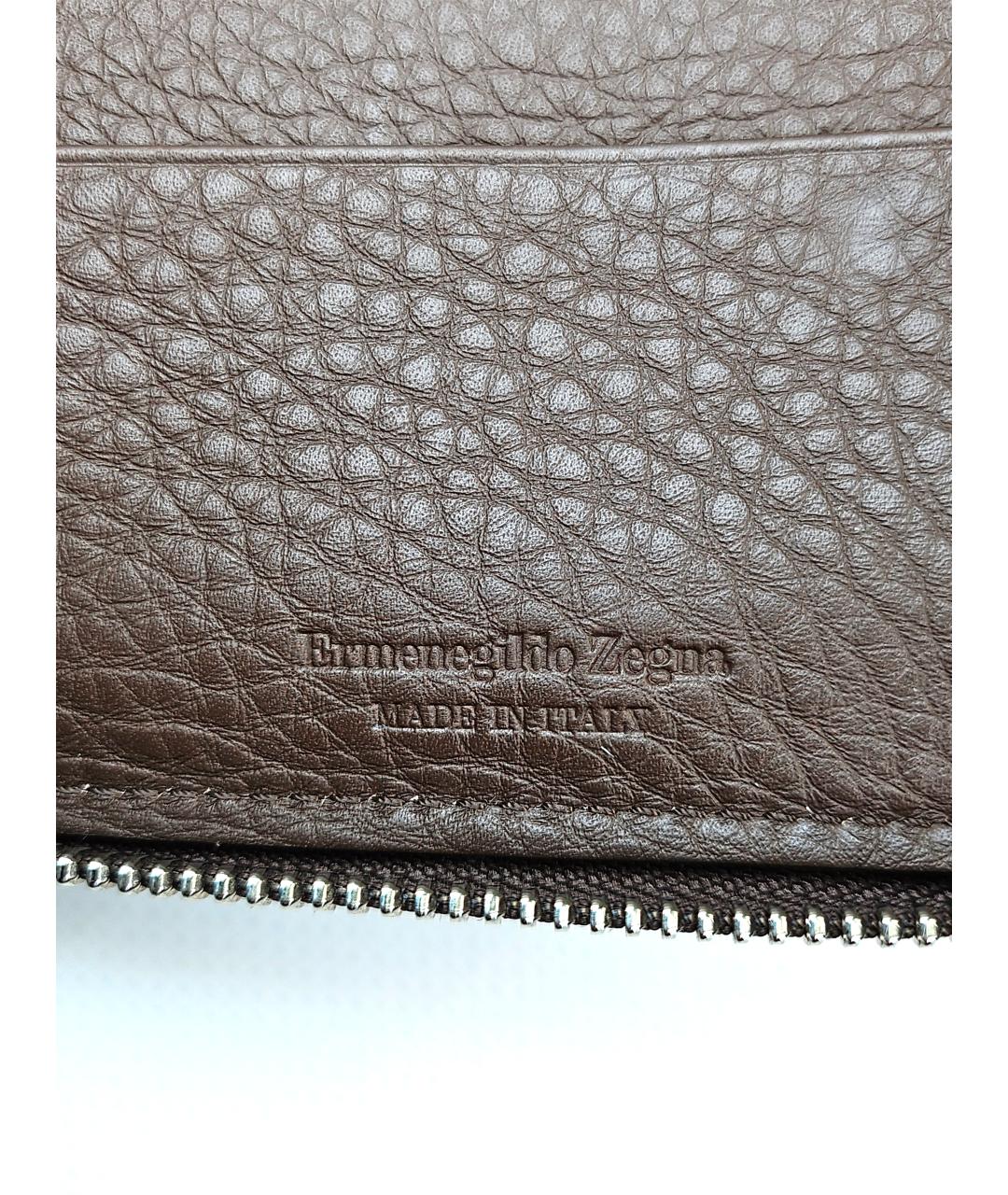 ERMENEGILDO ZEGNA Коричневый кожаный кошелек, фото 9