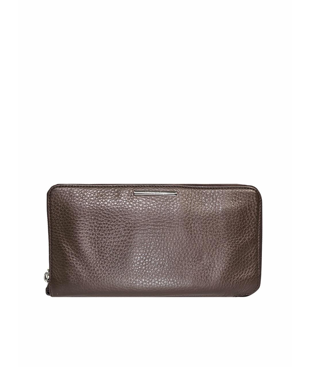 ERMENEGILDO ZEGNA Коричневый кожаный кошелек, фото 1