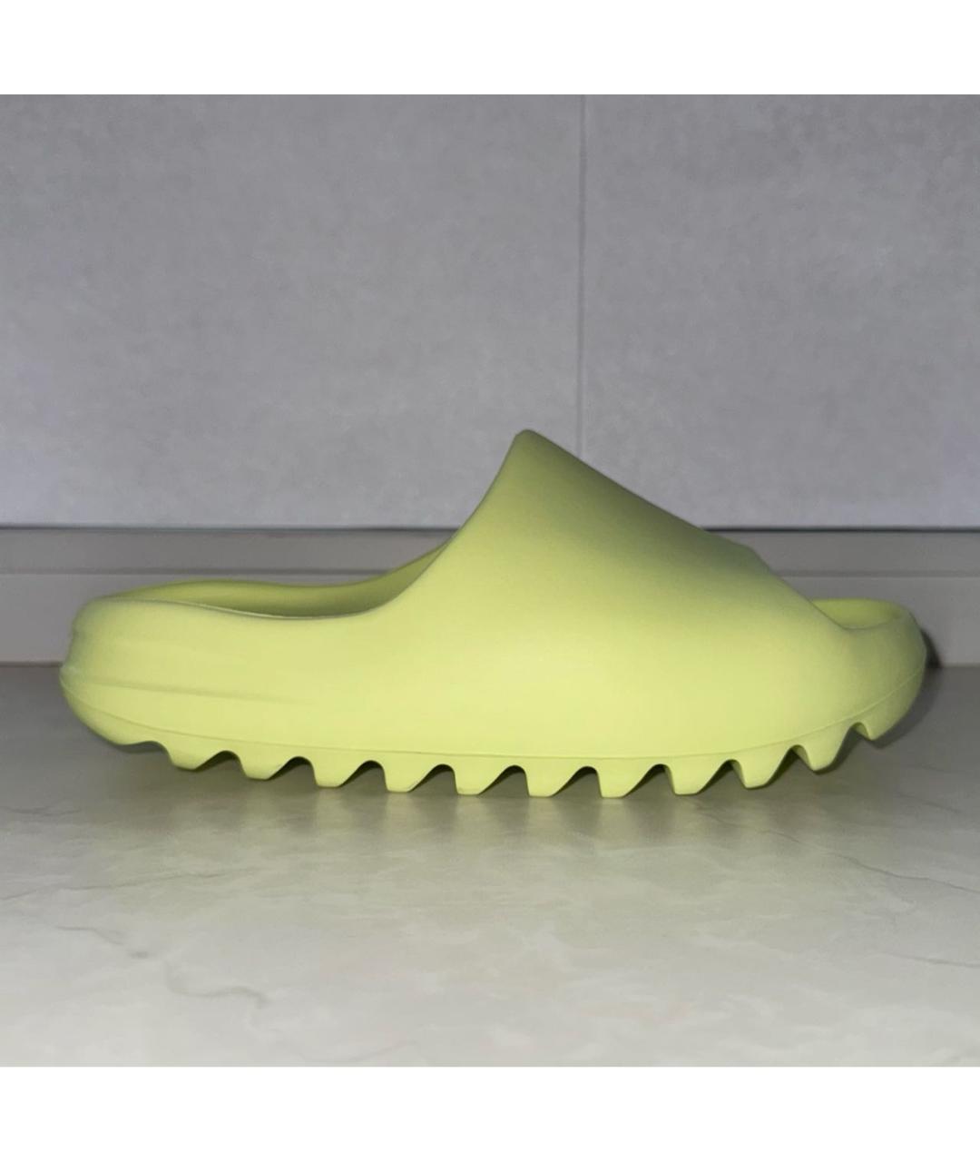 ADIDAS YEEZY Салатовые резиновые шлепанцы, фото 7