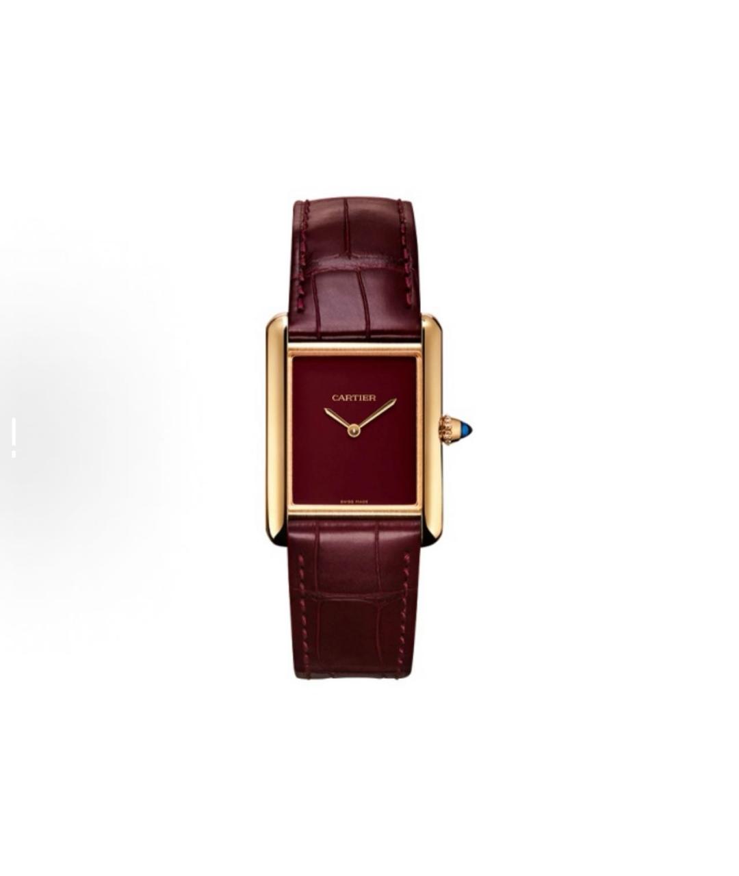 CARTIER Бордовые часы из желтого золота, фото 3