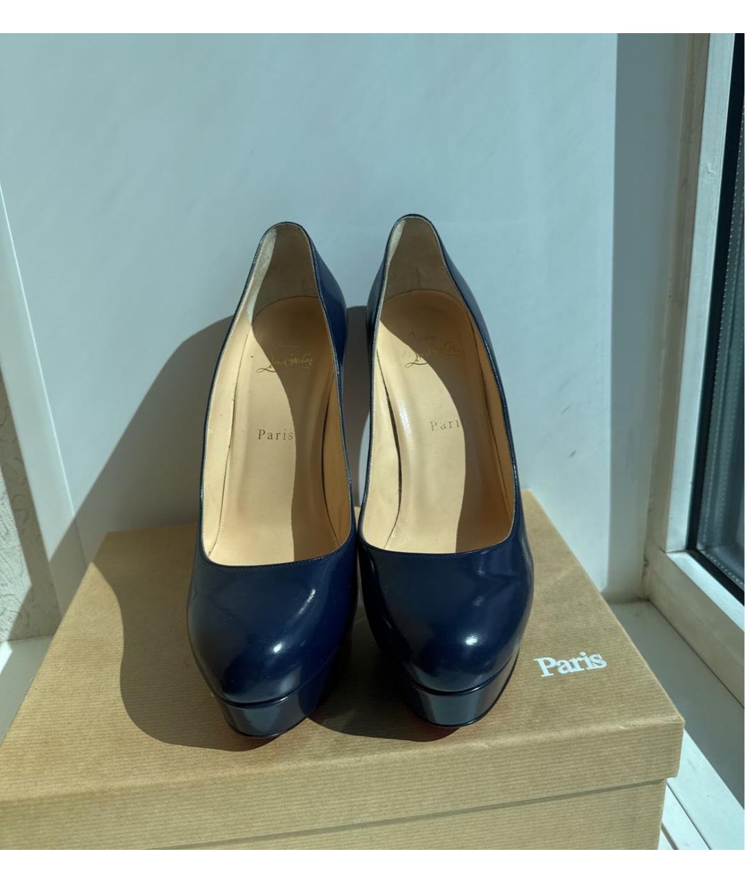 CHRISTIAN LOUBOUTIN Темно-синие кожаные туфли, фото 3