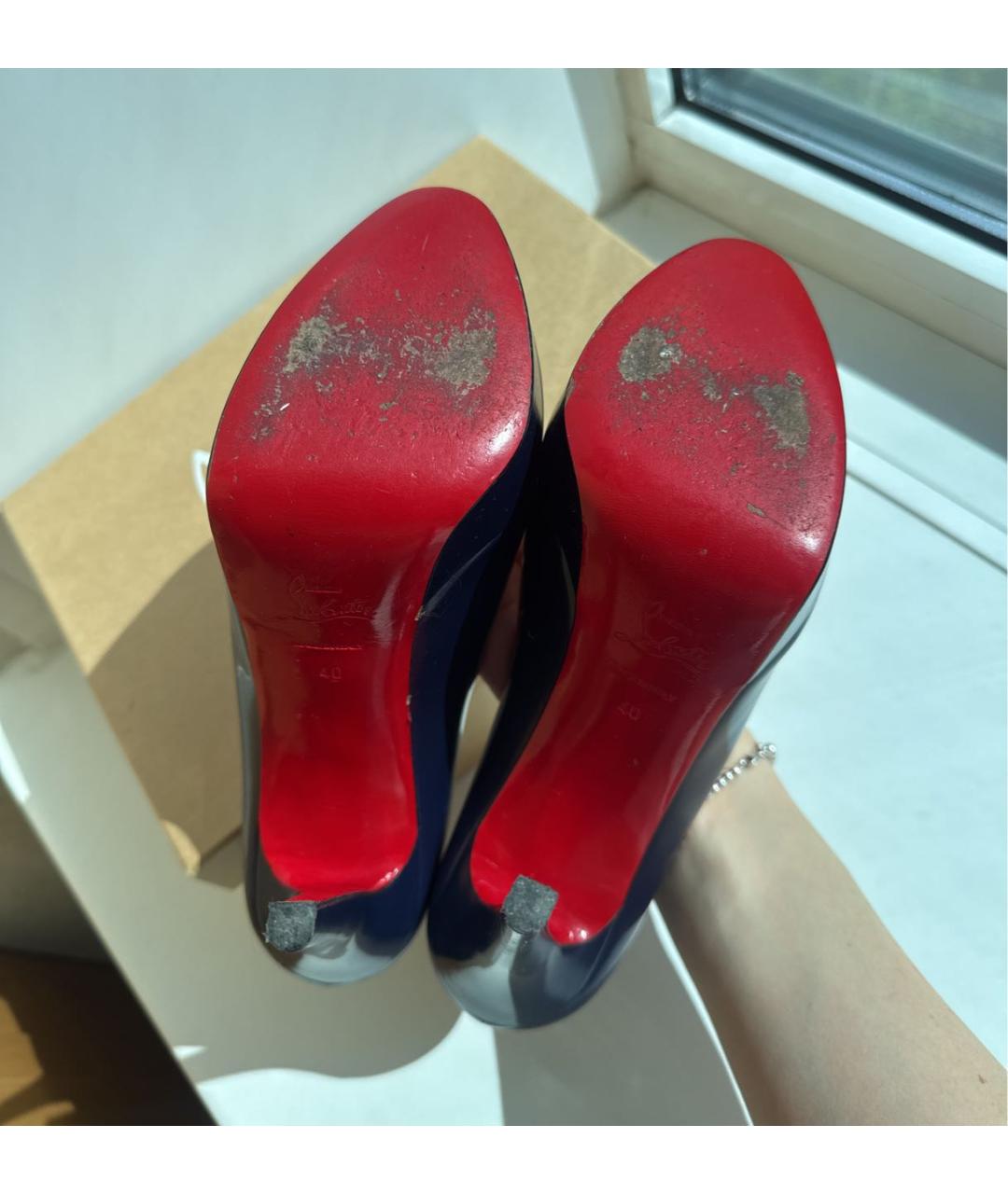 CHRISTIAN LOUBOUTIN Темно-синие кожаные туфли, фото 6