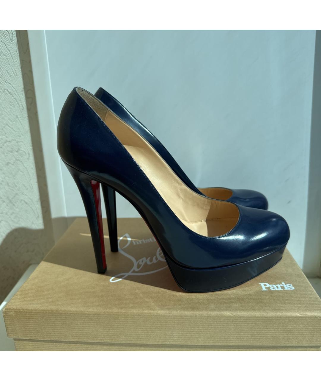 CHRISTIAN LOUBOUTIN Темно-синие кожаные туфли, фото 4