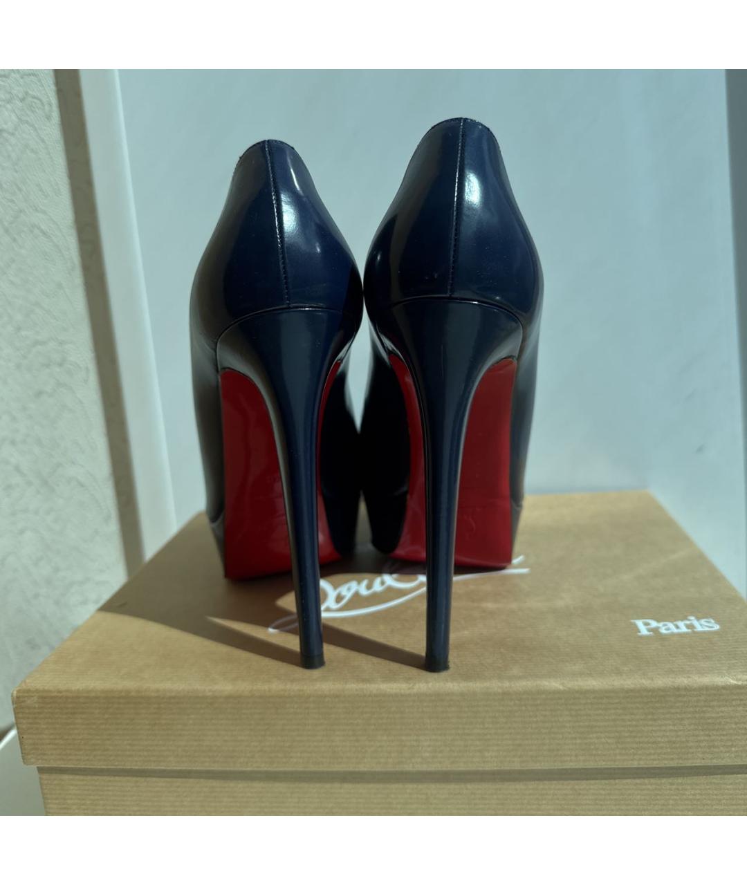 CHRISTIAN LOUBOUTIN Темно-синие кожаные туфли, фото 5