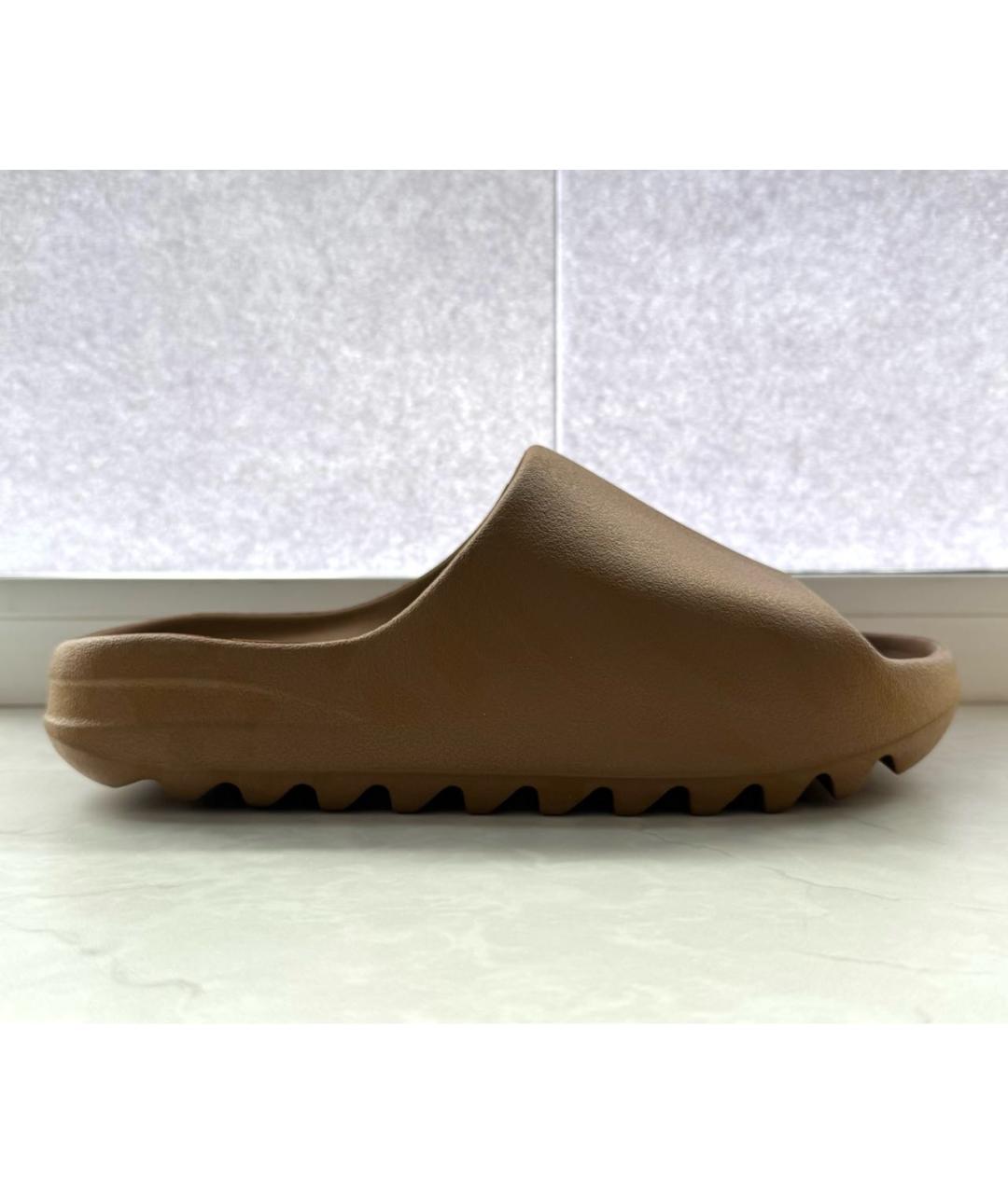 ADIDAS YEEZY Коричневые резиновые шлепанцы, фото 9