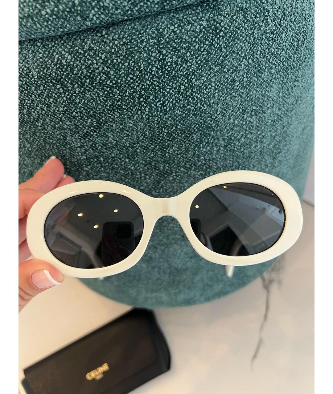 CELINE Белые пластиковые солнцезащитные очки, фото 4