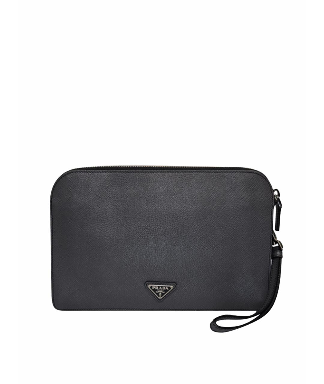 PRADA Серая кожаная барсетка, фото 1