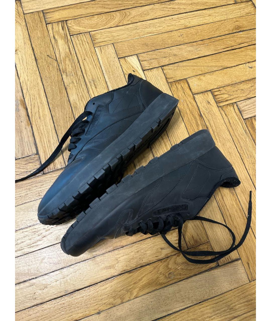 MAISON MARGIELA Черные кожаные низкие кроссовки / кеды, фото 3