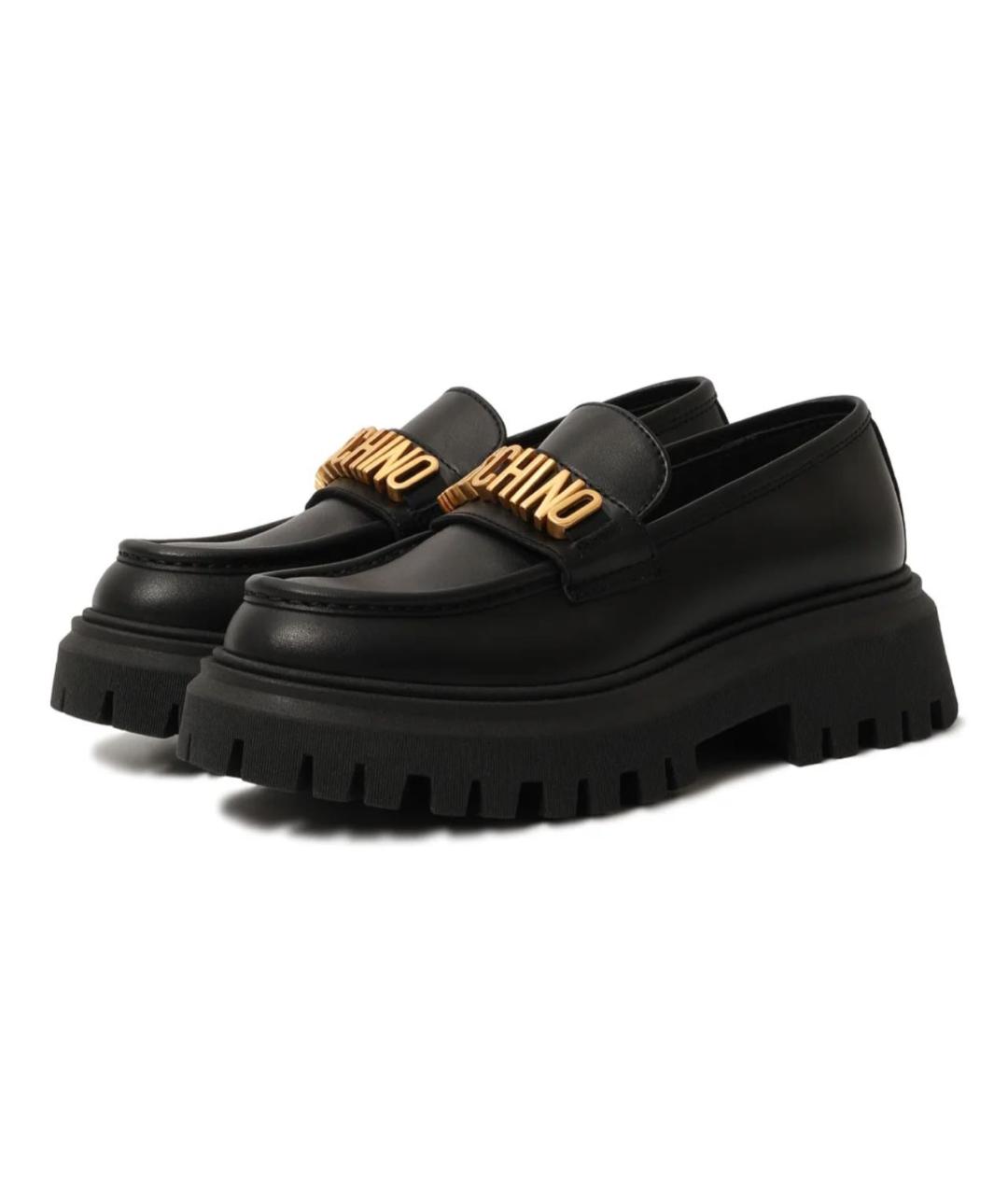 MOSCHINO Черные кожаные лоферы и мокасины, фото 4