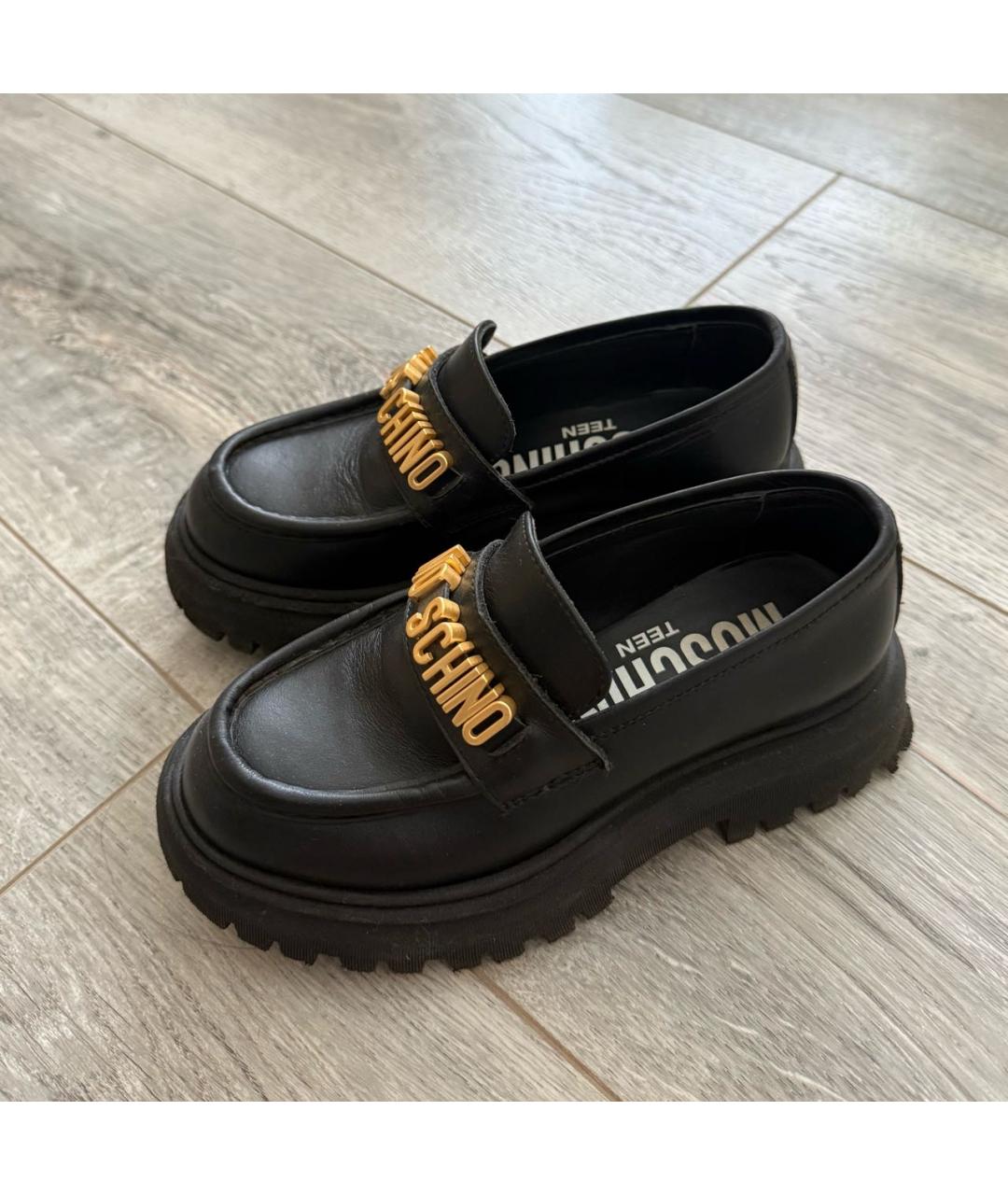 MOSCHINO Черные кожаные лоферы и мокасины, фото 3