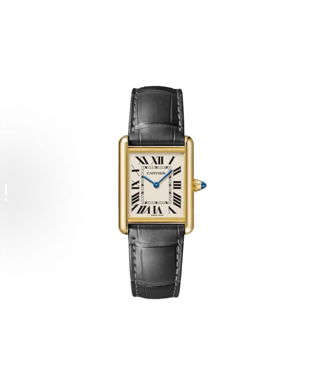 CARTIER Черные часы из желтого золота, фото 2