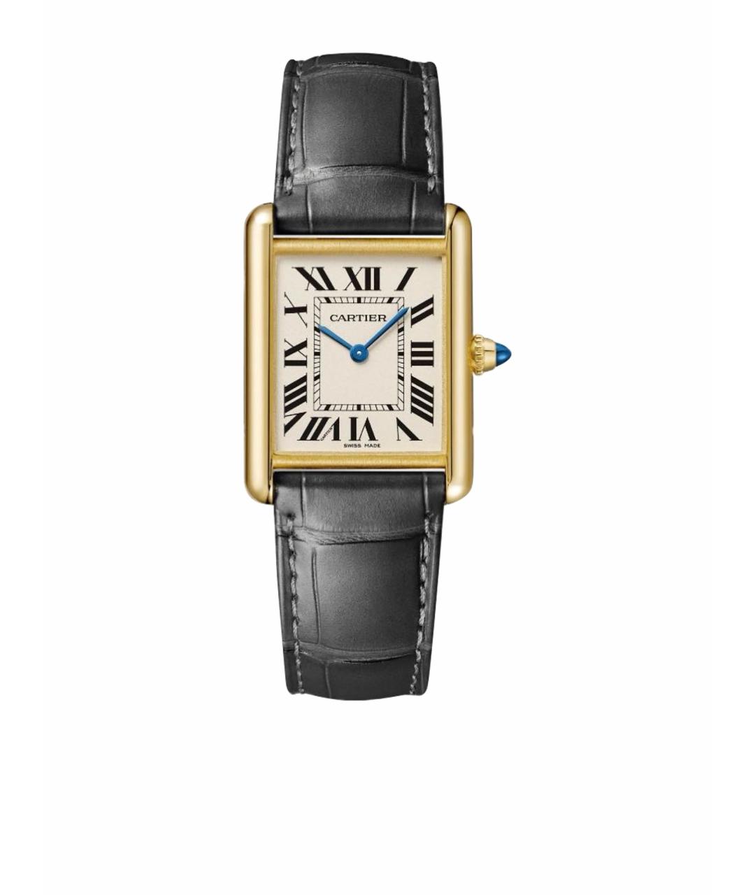 CARTIER Черные часы из желтого золота, фото 1