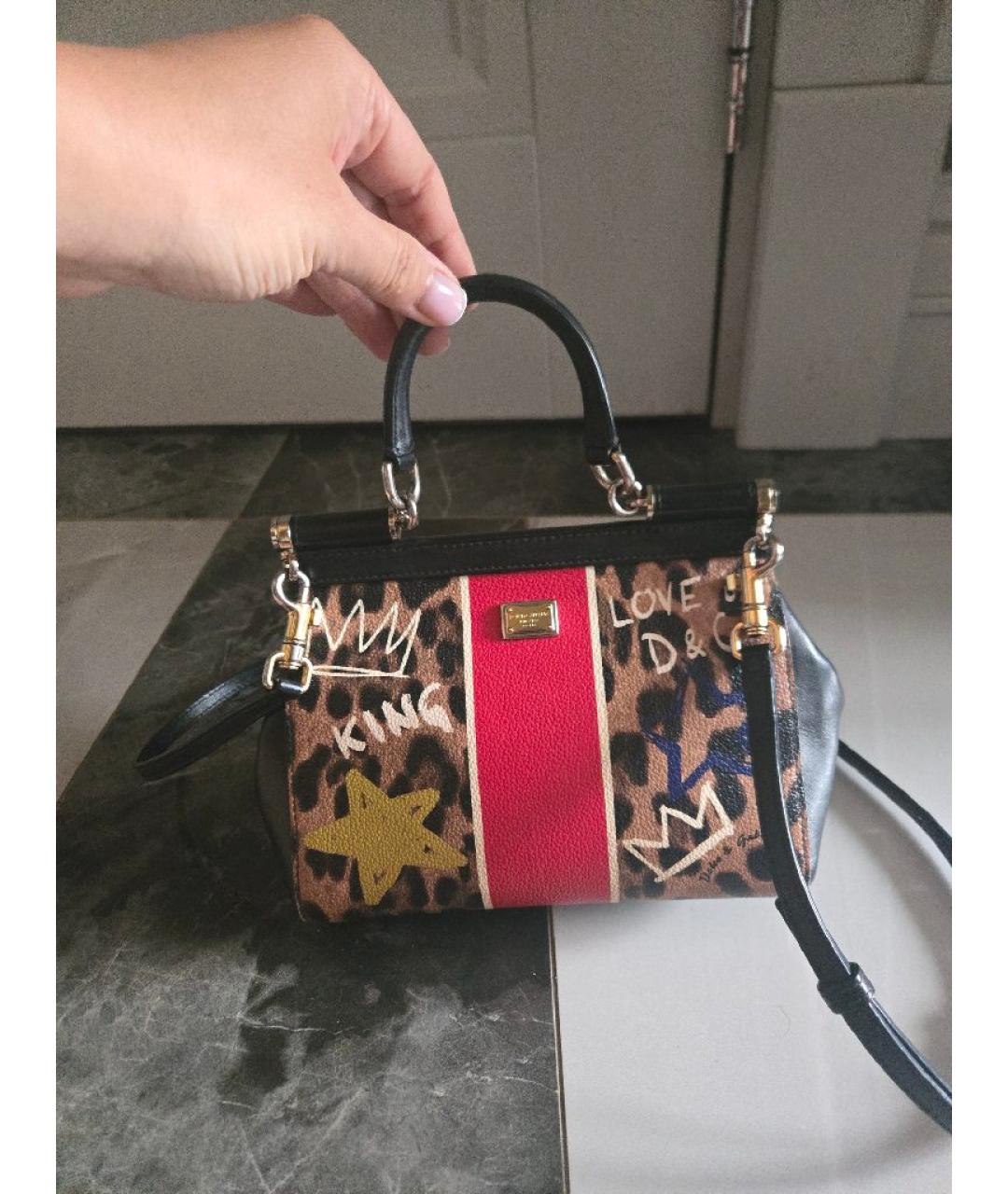 DOLCE&GABBANA Мульти кожаная сумка с короткими ручками, фото 3
