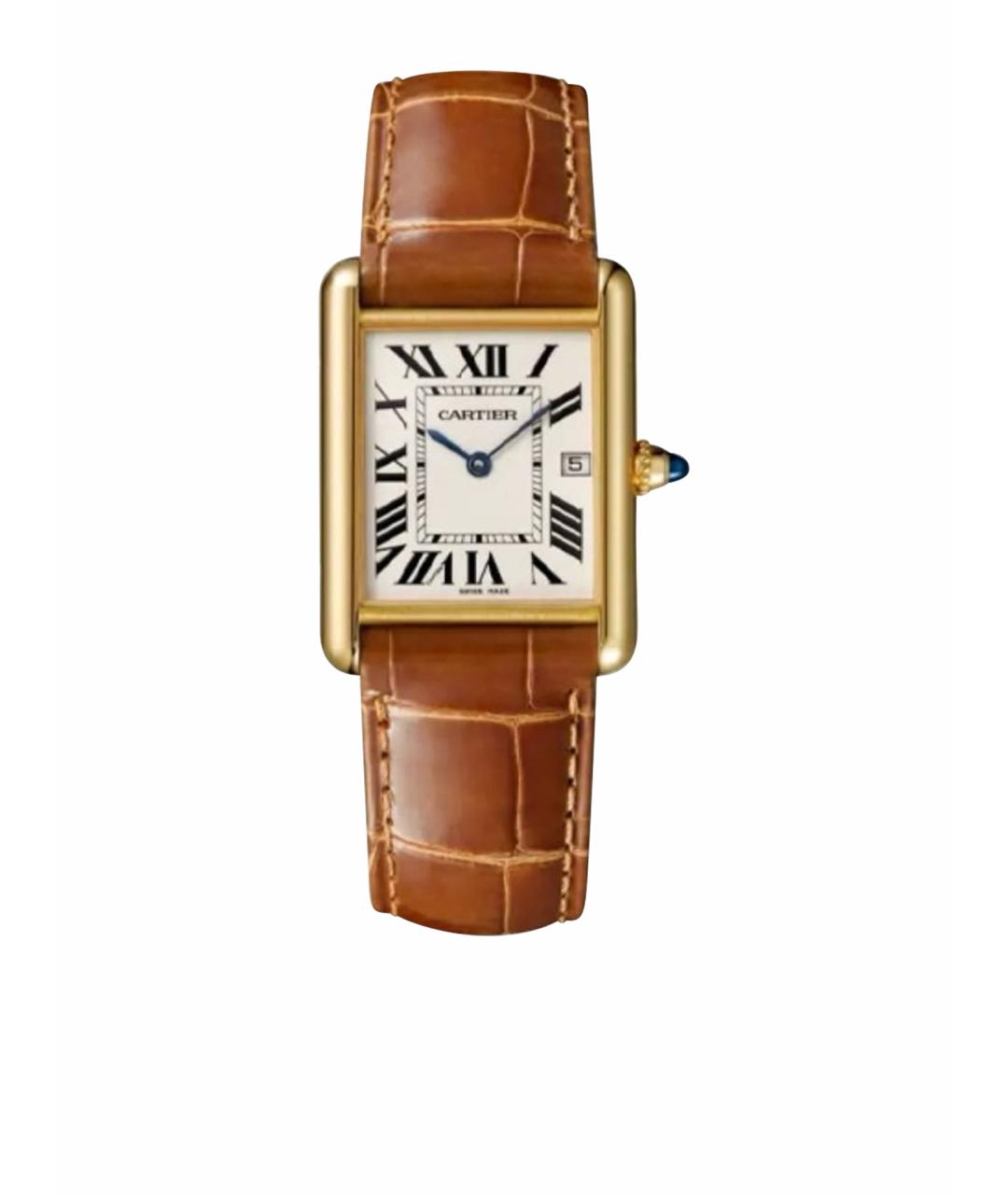 CARTIER Коричневые часы из желтого золота, фото 1