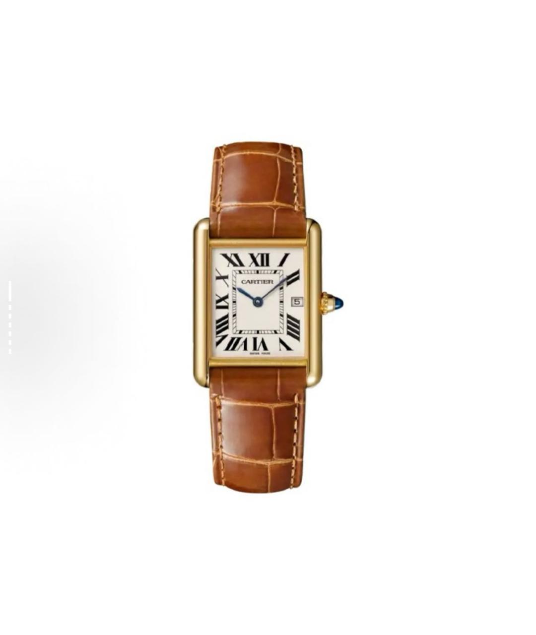 CARTIER Коричневые часы из желтого золота, фото 3