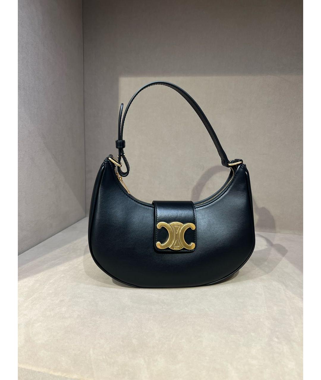 CELINE Черная кожаная сумка с короткими ручками, фото 5