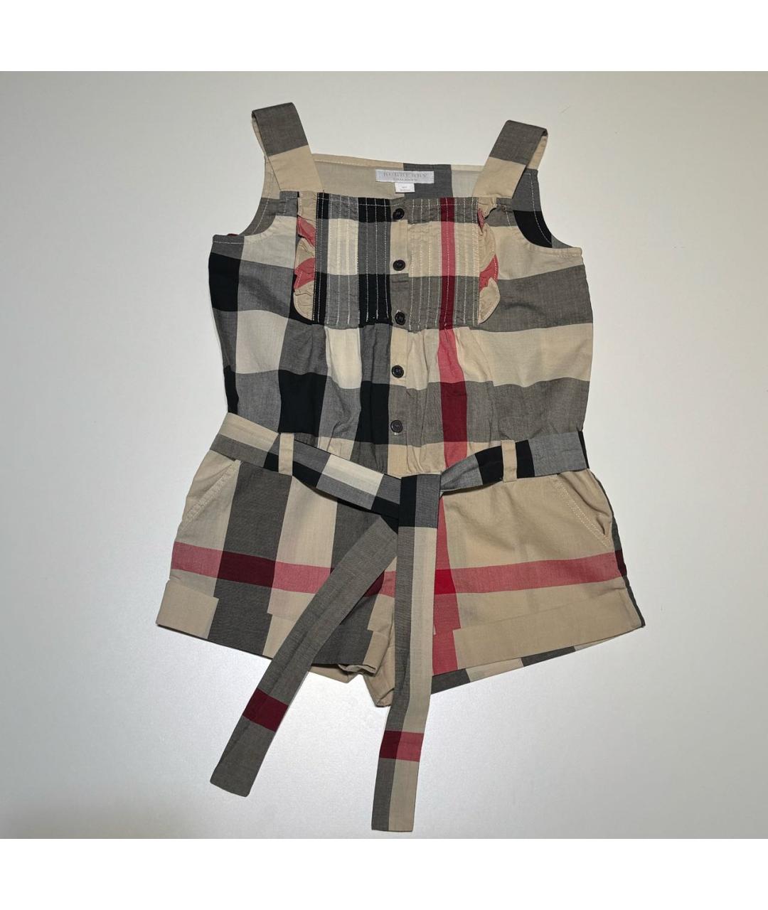 BURBERRY Бежевый хлопковый комбинезон, фото 8