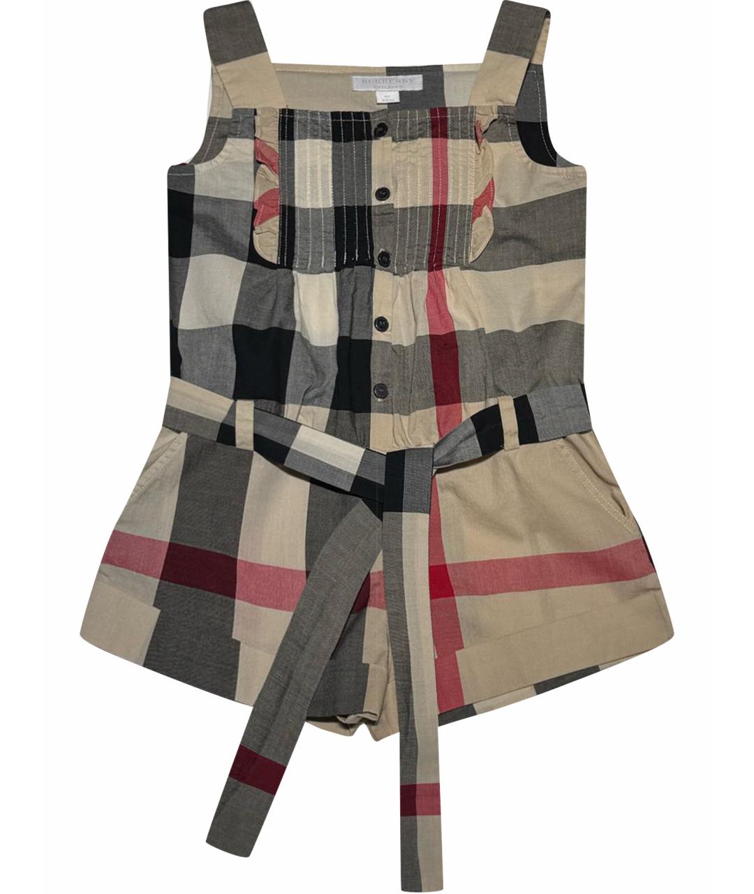 BURBERRY Бежевый хлопковый комбинезон, фото 1