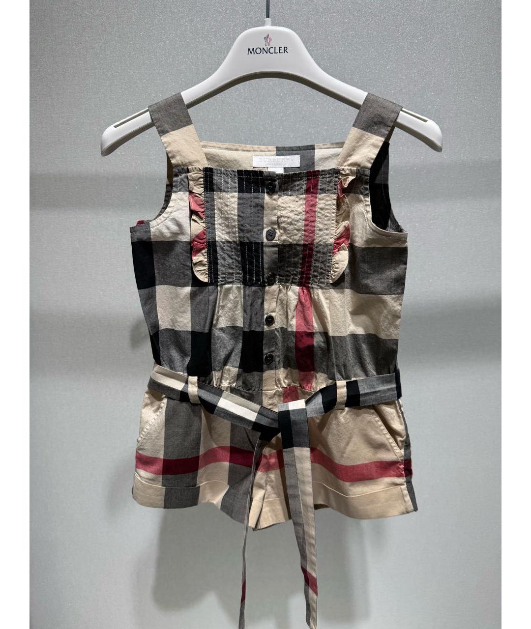 BURBERRY Бежевый хлопковый комбинезон, фото 3