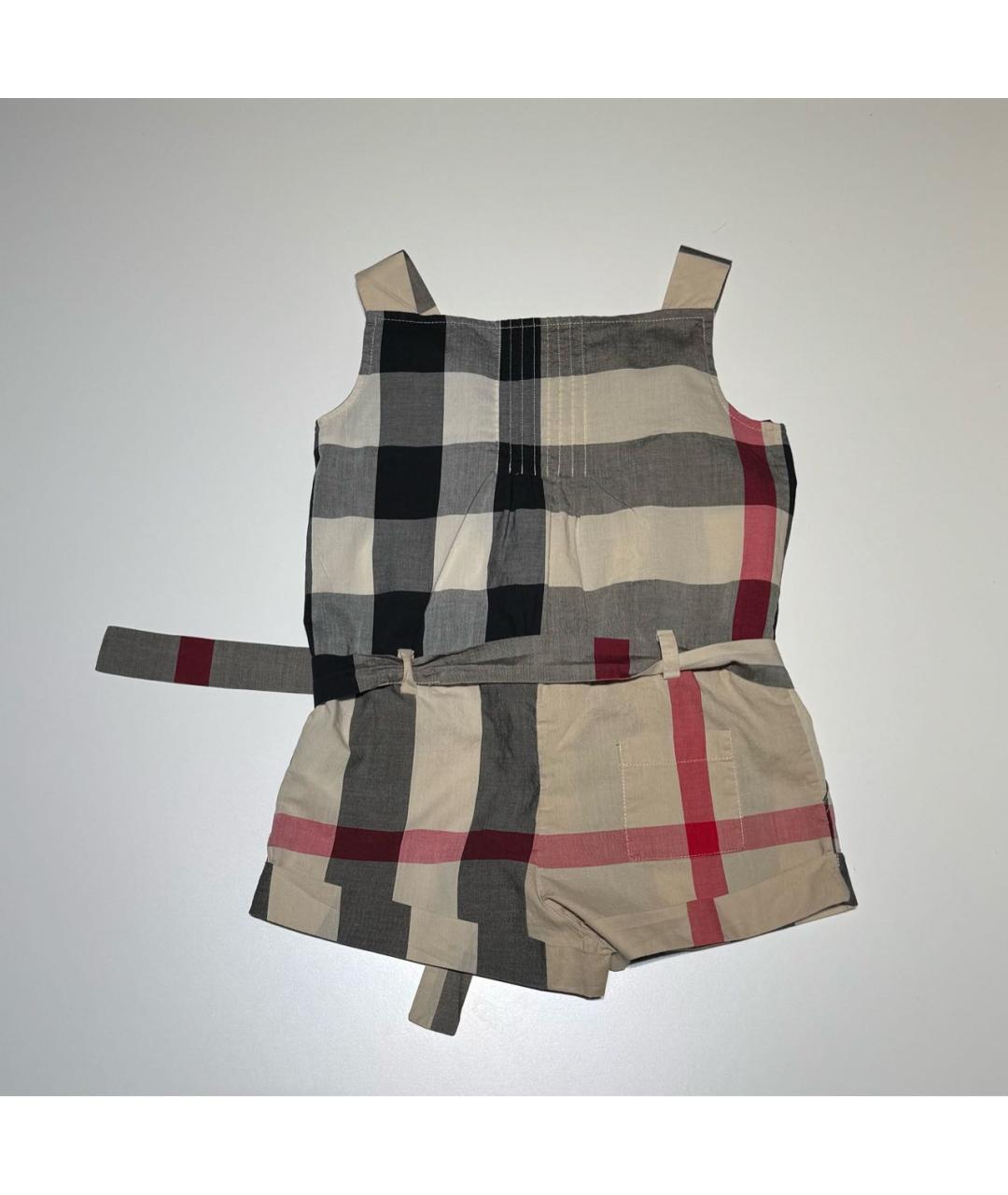 BURBERRY Бежевый хлопковый комбинезон, фото 2
