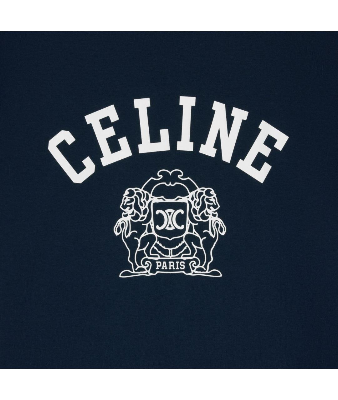 CELINE Темно-синяя хлопковая футболка, фото 4