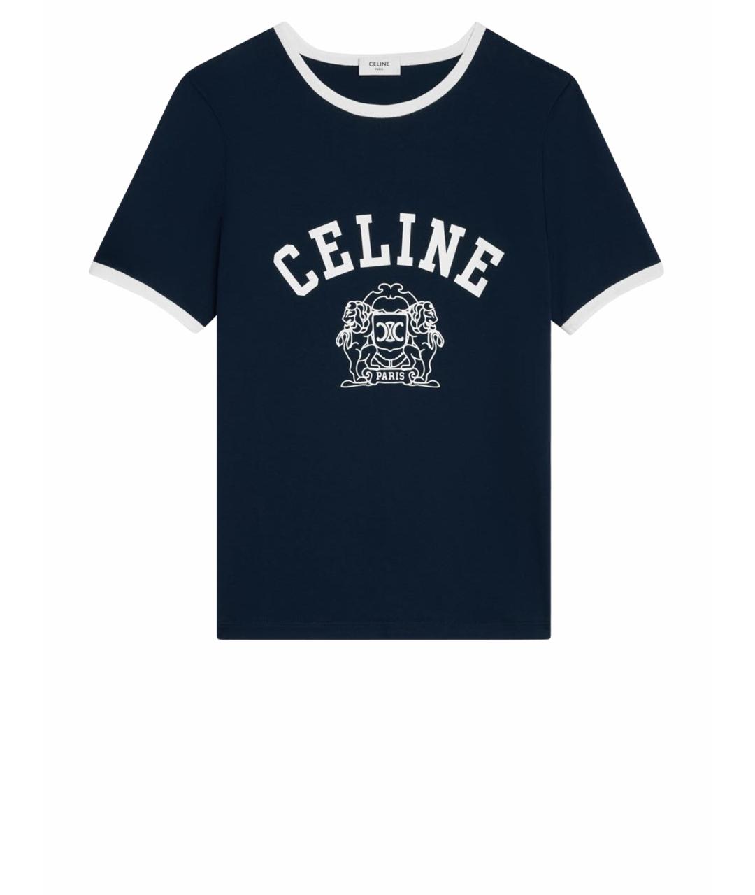 CELINE Темно-синяя хлопковая футболка, фото 1