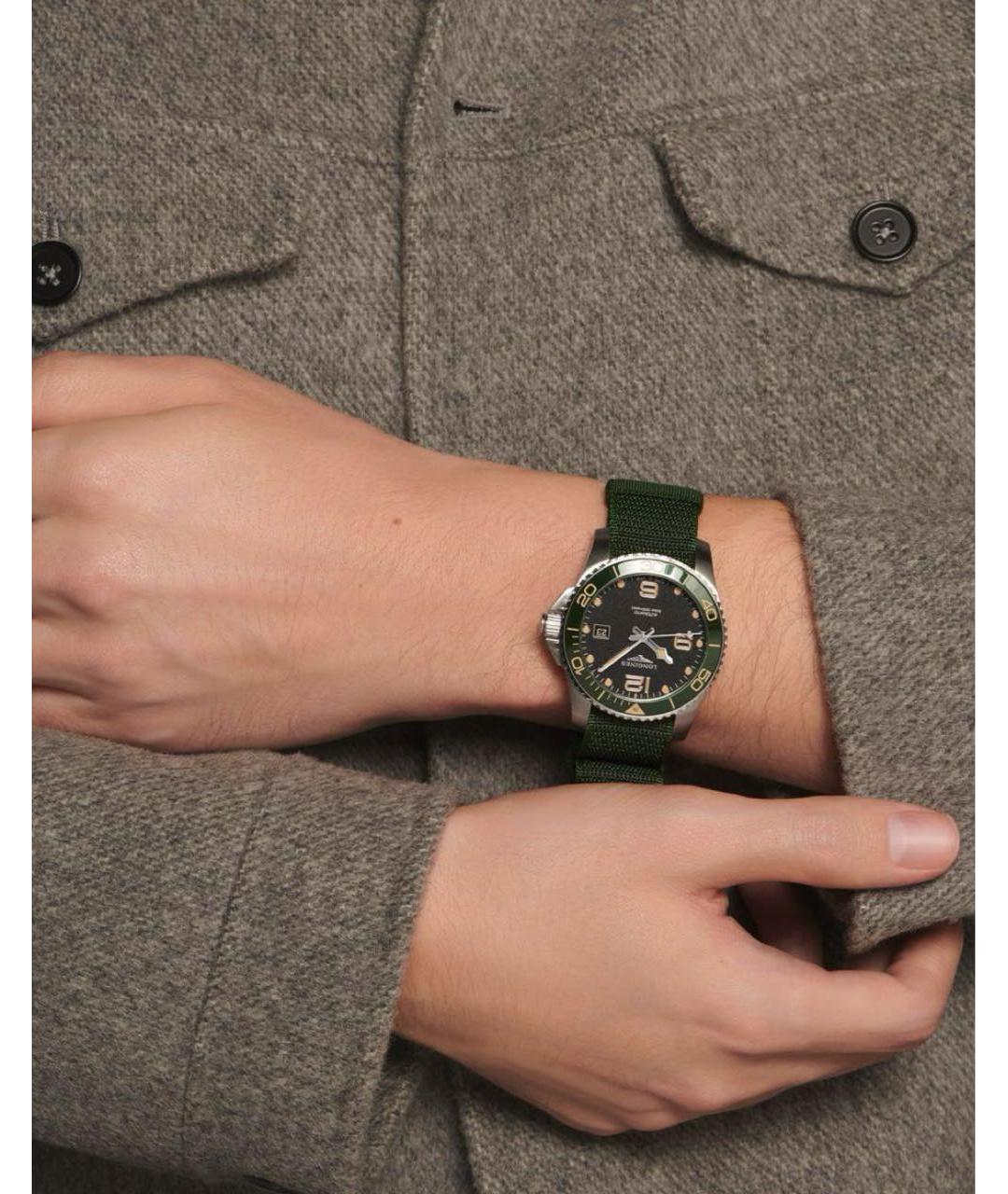LONGINES Зеленые часы, фото 4