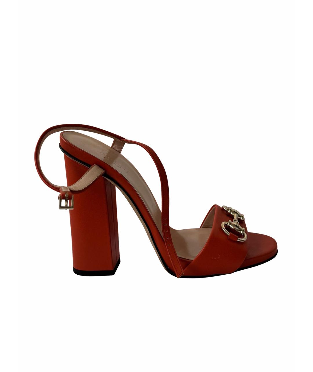 GUCCI Оранжевое кожаные босоножки, фото 1