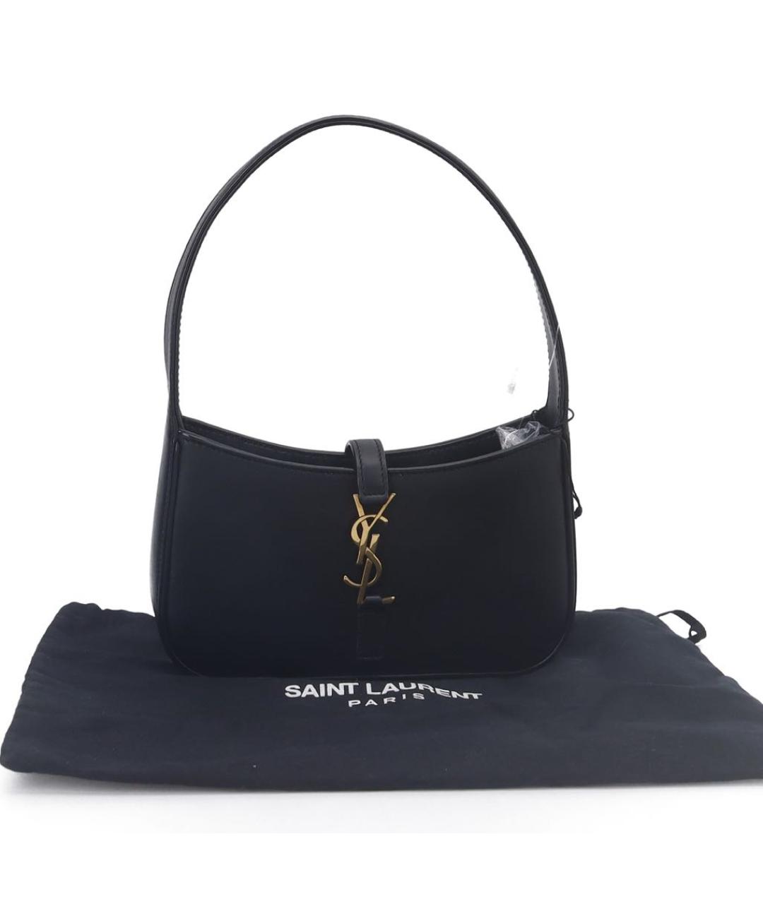 SAINT LAURENT Черная кожаная сумка с короткими ручками, фото 6